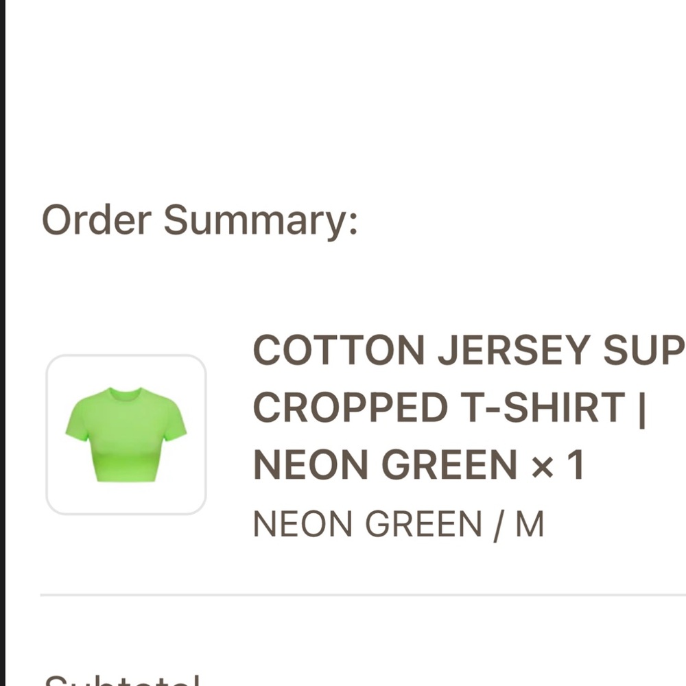Skims Neon Green Cropped T-Shirt